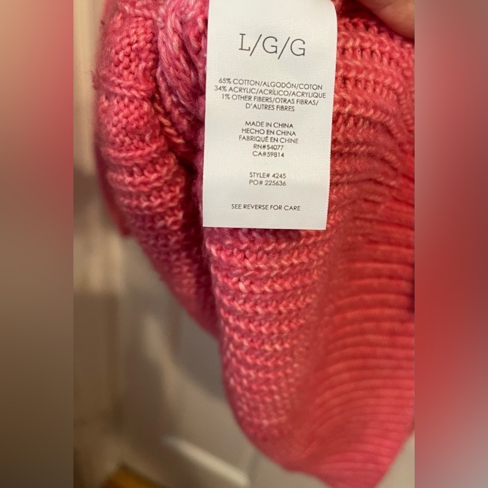 CAbi Women's Vibrant Pink Cable Knit Sweater L - Picture 5 of 5